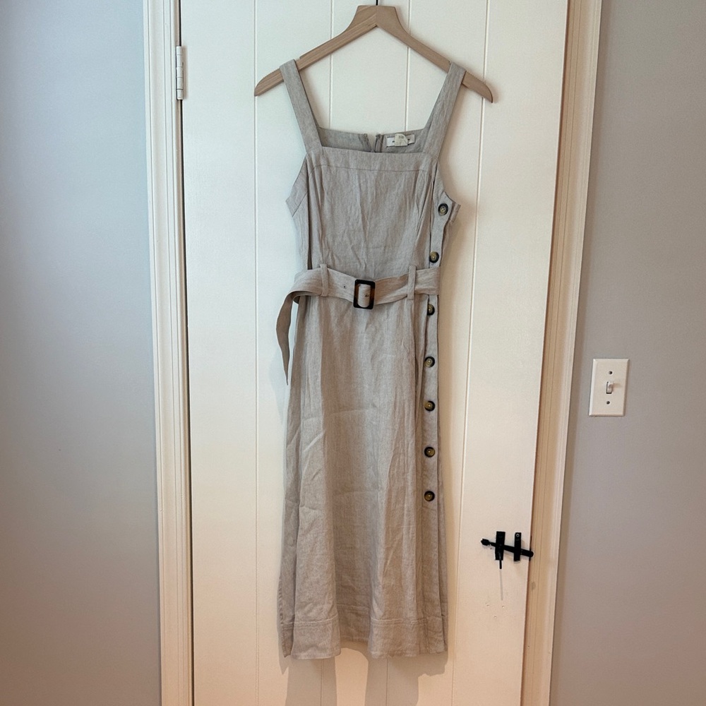 Club Monaco Beige Button-Down Midi Dress